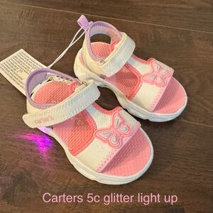 Carter's Pink and White Glitter Light-Up Sandals